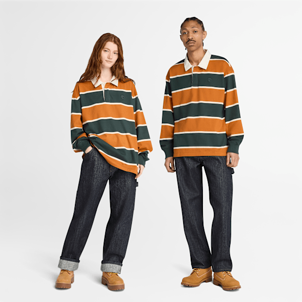 Timberland - Rugby Polo Shirt in Brown/Dark Green, Brown, Size: L