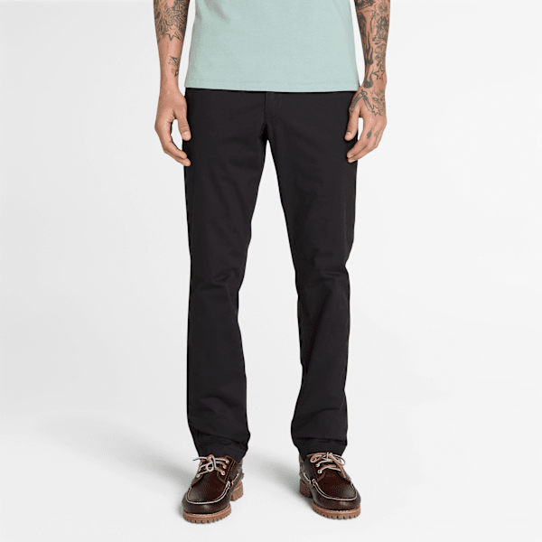 Stretch Twill Chino Trousers for Men in Black