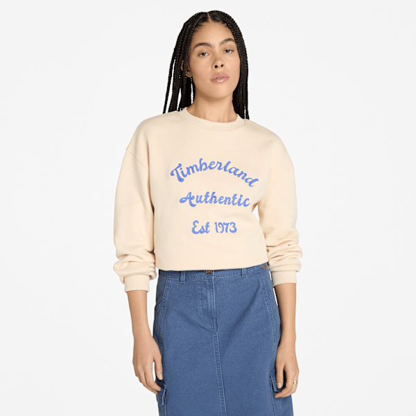Timberland - Brushback Chest Graphic Crewneck Sweatshirt for Women in Beige, Woman, Beige, Size: 3XL
