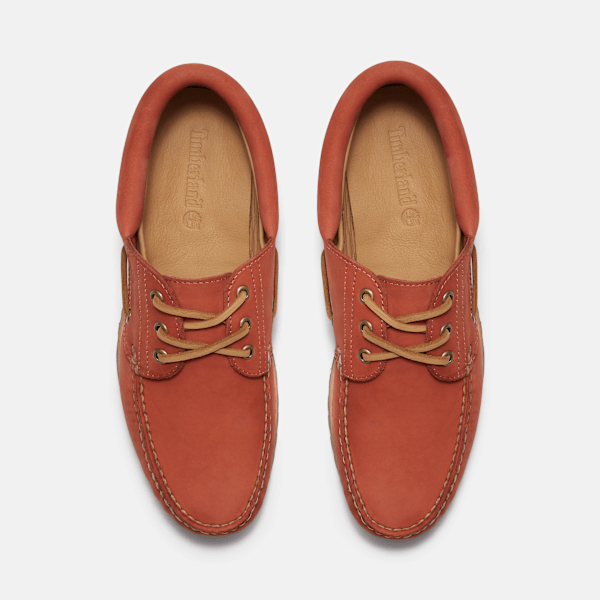 Timberland® Authentic 3-Eye Lug Handsewn Boat Shoe in Red