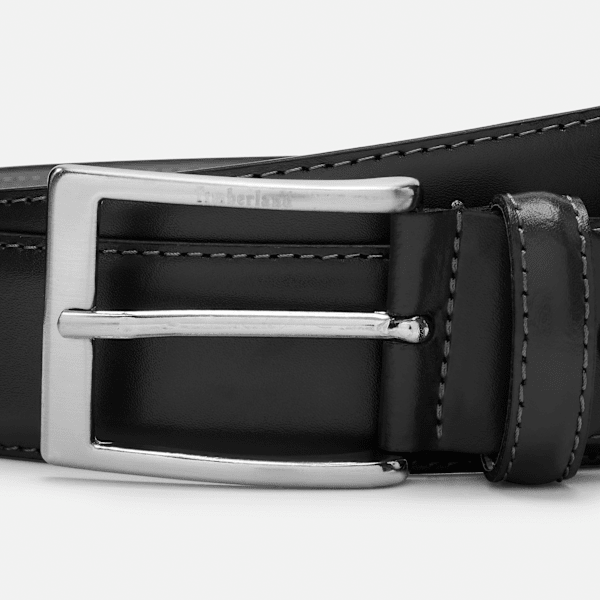 Birch Point Adjustable Leather Belt for Men in Black