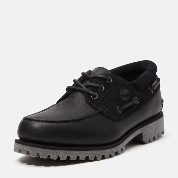 Timberland® Authentic 3-Eye Lug Handsewn Boat Shoe for Men in Black