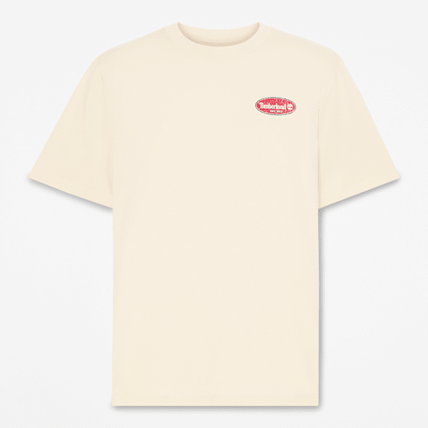 Gas Station Graphic T-Shirt for Men in Beige