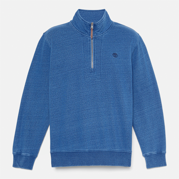 Timberland - Indigoblaues Sweatshirt mit Viertelreißverschluss für Herren in Blau, Herren, Blau, Größe: L