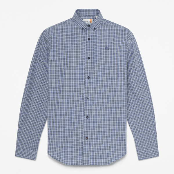 Timberland - Micro Plaid Popeline-Hemd für Herren in Blau, Herren, Blau, Größe: 3XL