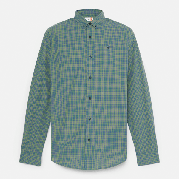 Timberland - Micro Plaid Popeline-Hemd für Herren in Dunkelgrün, Herren, Grün, Größe: M