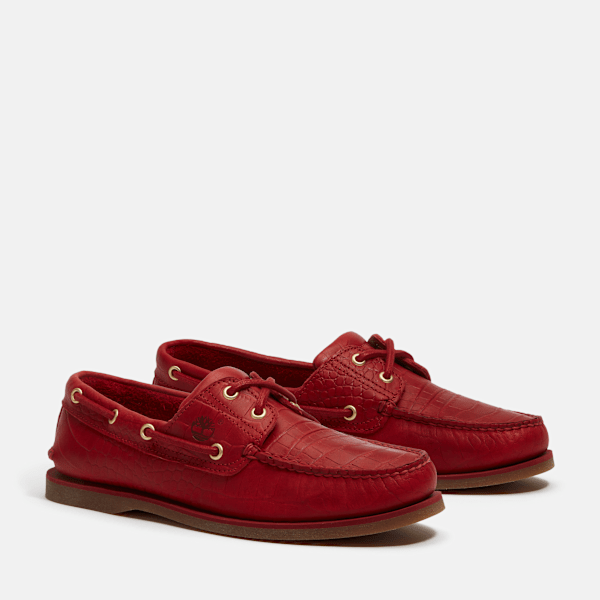 Classic 2-Eye Boat Shoe for Men in Red
