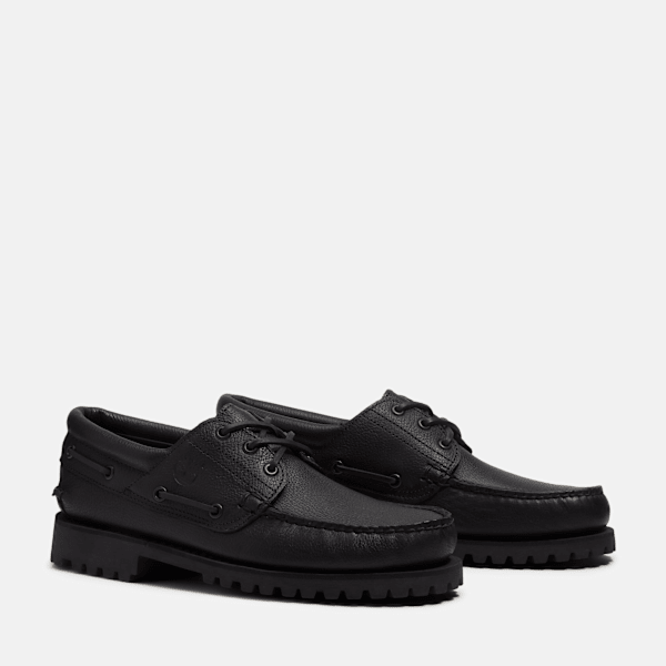 Timberland® Authentic 3-Eye Lug Handsewn Boat Shoe for Men in Black