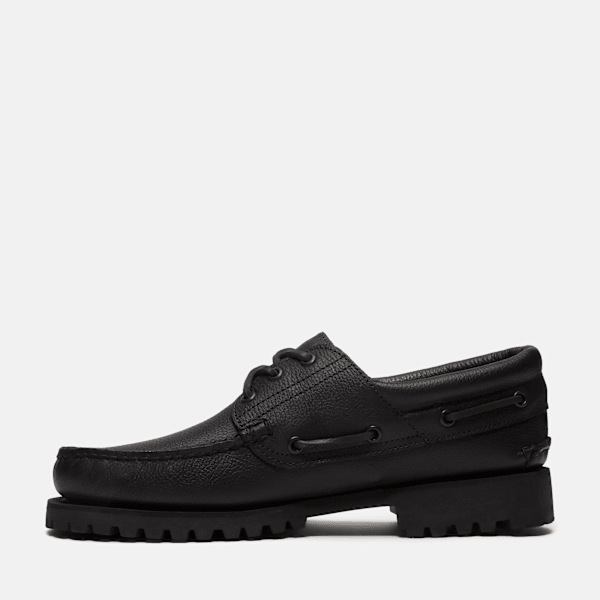 Timberland® Authentic 3-Eye Lug Handsewn Boat Shoe for Men in Black