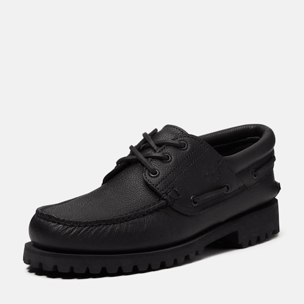Timberland® Authentic 3-Eye Lug Handsewn Boat Shoe for Men in Black