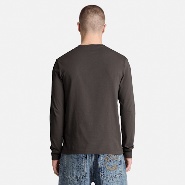 Dunstan River Slim Embroidered Long-Sleeve T-Shirt for Men in Black
