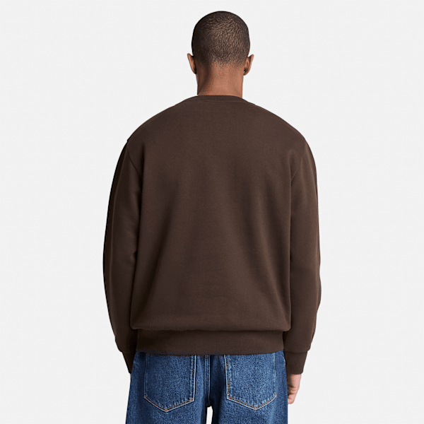 Wareham Logo Patch Crew Sweatshirt for Men in Dark Brown