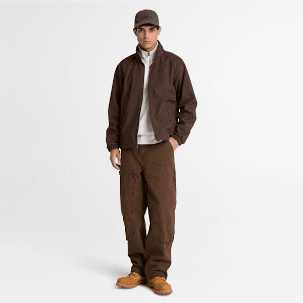 Windproof Full-Zip Softshell Jacket for Men in Dark Brown