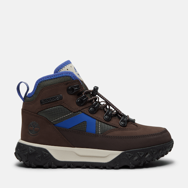 Timberland Timberland - Greenstride Motion 6 Mid Bungee Waterproof Trainer for Youth in Dark Brown/Dark Green, Brown