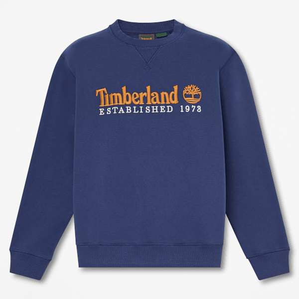 Timberland - Rundhals-Sweatshirt mit aufgesticktem „Established 1973"-Logo für Herren in Dunkelblau, Herren, Blau, Größe: S