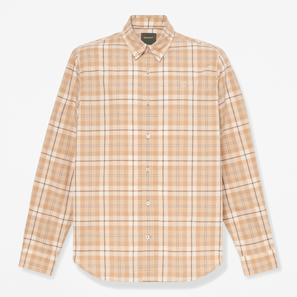 Timberland - Kariertes Popeline-Hemd in regulärer Passform für Herren in Hellbraun, Herren, Braun, Größe: 3XL