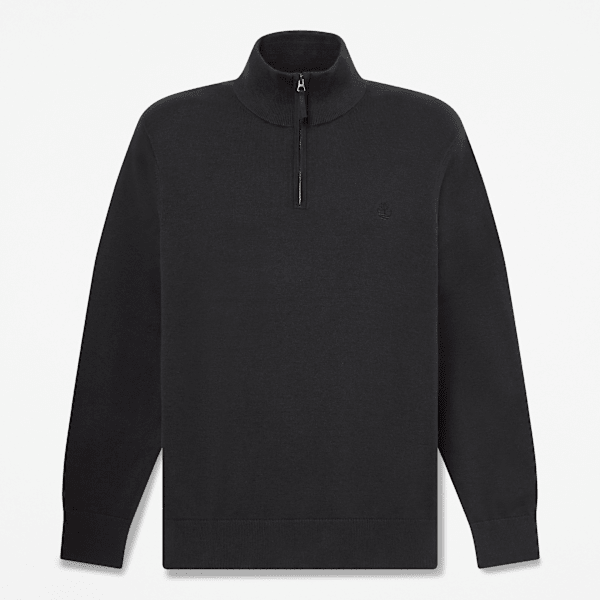 Timberland - Williams River Baumwollpullover mit Viertelreißverschluss für Herren in Schwarz, Herren, Schwarz, Größe: XXL