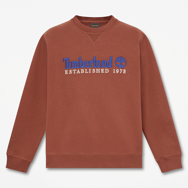 Timberland - Rundhals-Sweatshirt mit aufgesticktem „Established 1973"-Logo für Herren in Braun, Herren, Braun, Größe: M