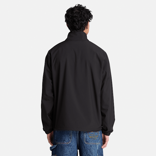 Windproof Full-Zip Softshell Jacket for Men in Black