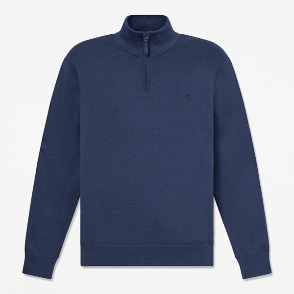 Timberland - Williams River Baumwollpullover mit Viertelreißverschluss für Herren in Dunkelblau, Herren, Blau, Größe: L