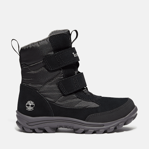 Timberland Chillberg Hook-and-Loop Snow Boot for Youth in Black, Black