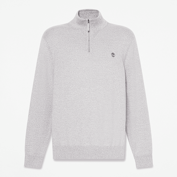 Timberland - Williams River Baumwollpullover mit Viertelreißverschluss für Herren in Grau, Herren, Grau, Größe: M