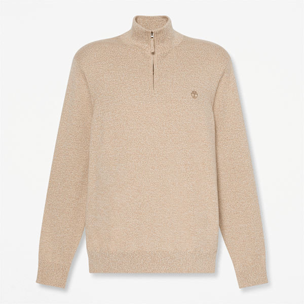 Timberland - Williams River Baumwollpullover mit Viertelreißverschluss für Herren in Hellbeige, Herren, Beige, Größe: M