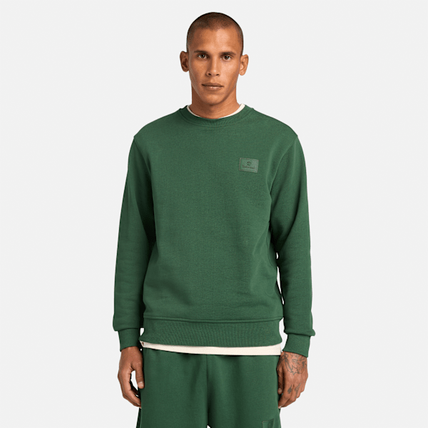 Silicon Badge Crewneck Sweatshirt for Men in Green