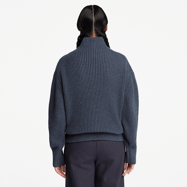 Chunky Quarter-Zip Jumper for Women in Blue