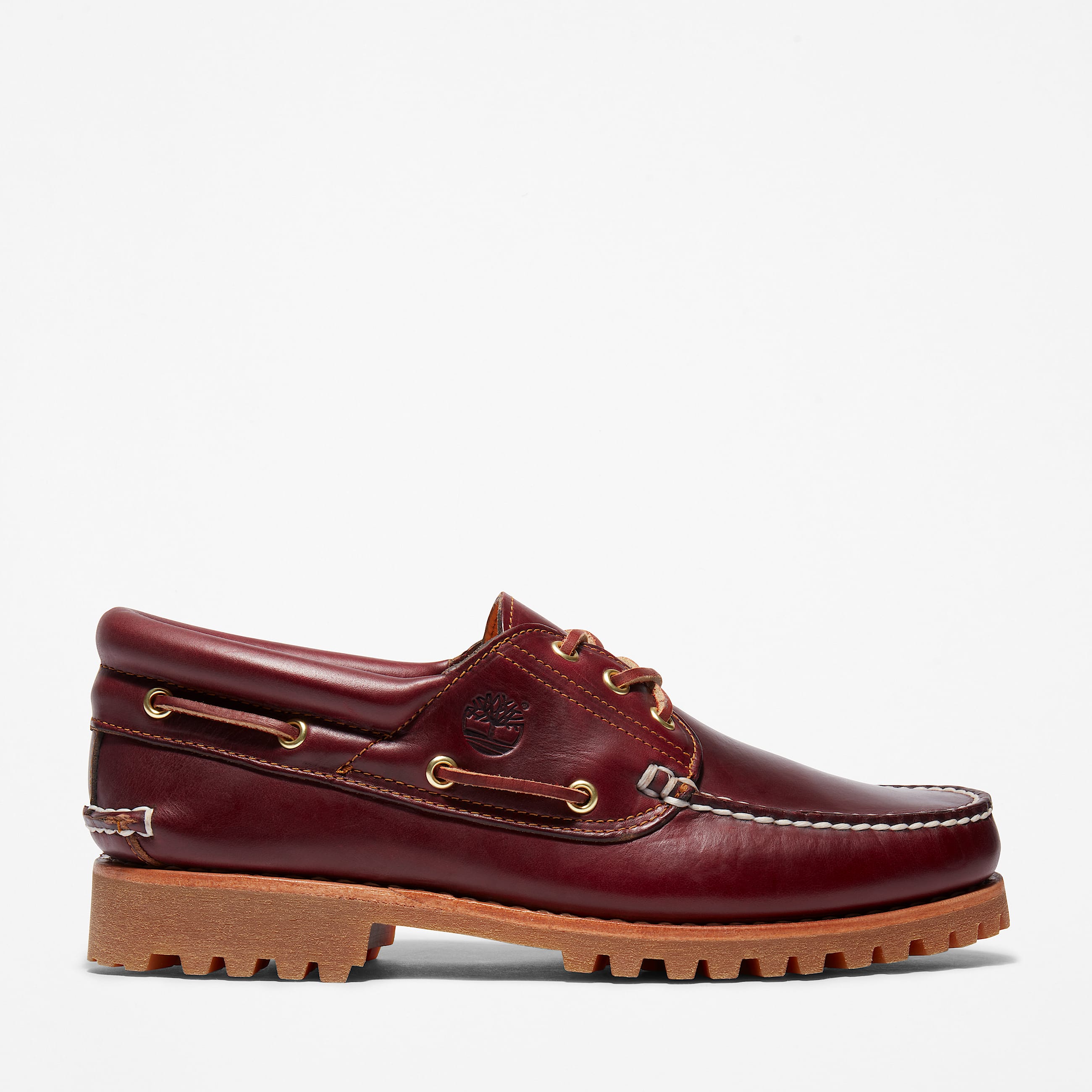 Timberland Authentic 3Eye Lug Handsewn Boat Shoe for Men in Burgundy TBL Burgundy HERO