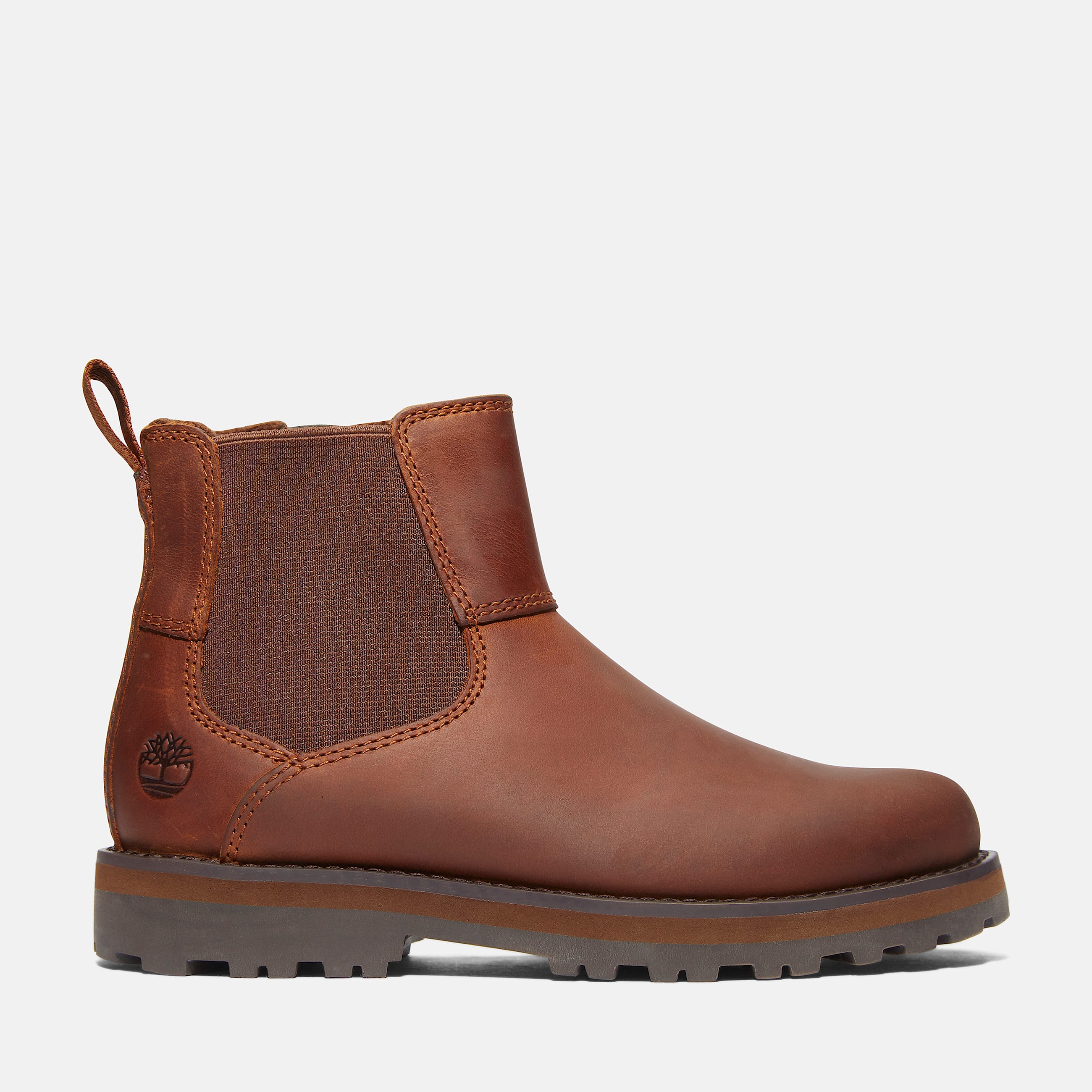 Courma Chelseaboot voor kids in zwart TBL bruin HERO