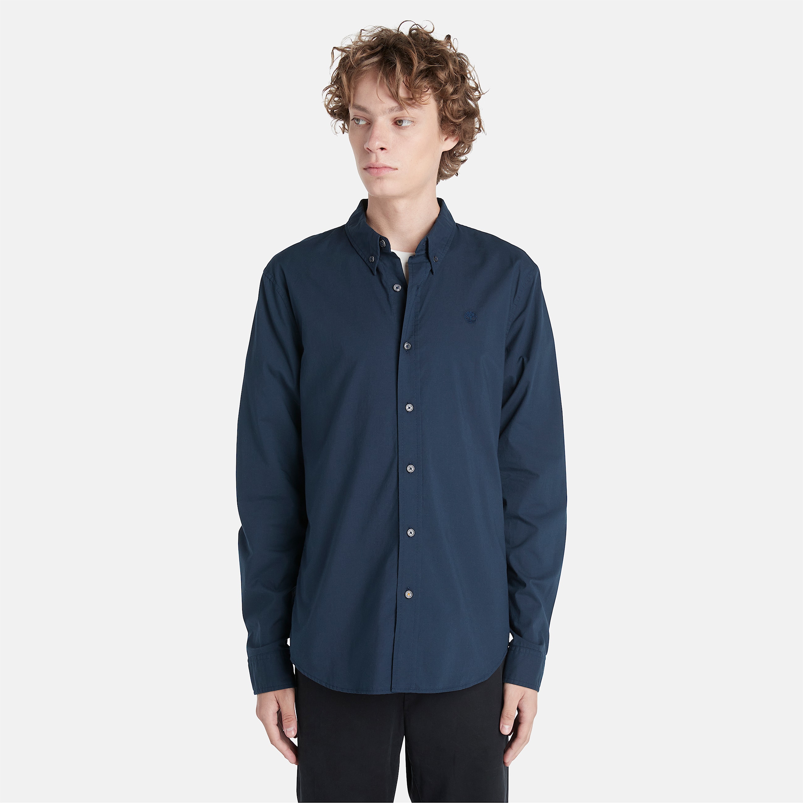 Chemise unie en popeline Saco River pour homme en bleu fonc TBL bleu HERO