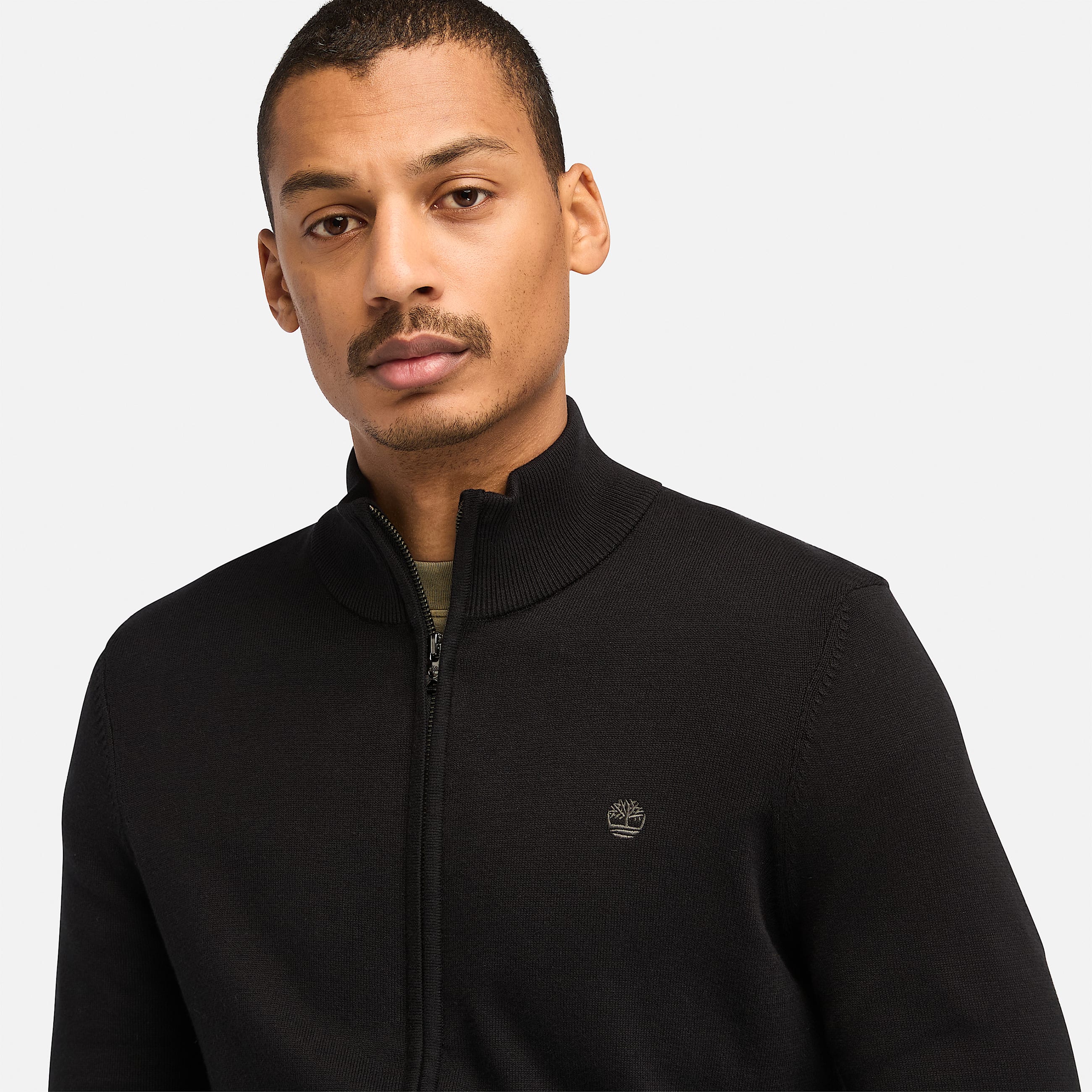 Williams River Cotton FullZip Jumper for Men in Black TBL Black ALT2