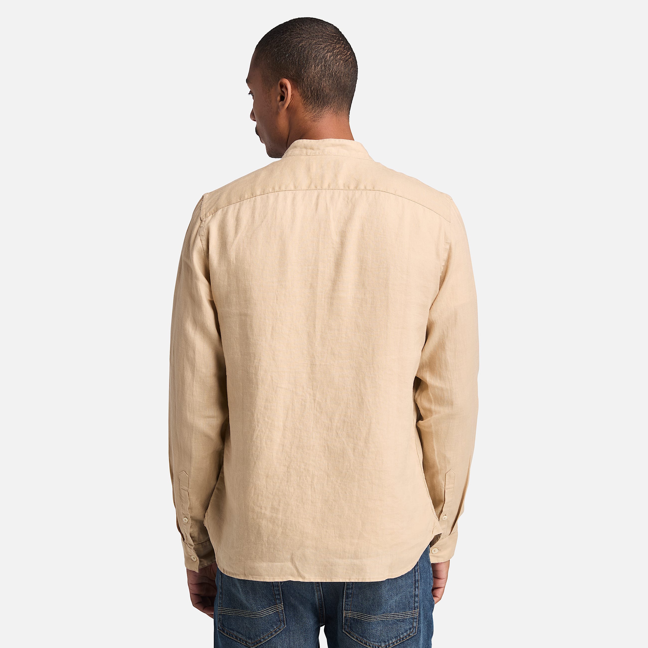 Chemise  col Mao en lin Mill Brook pour homme en beige TBL beige ALT9