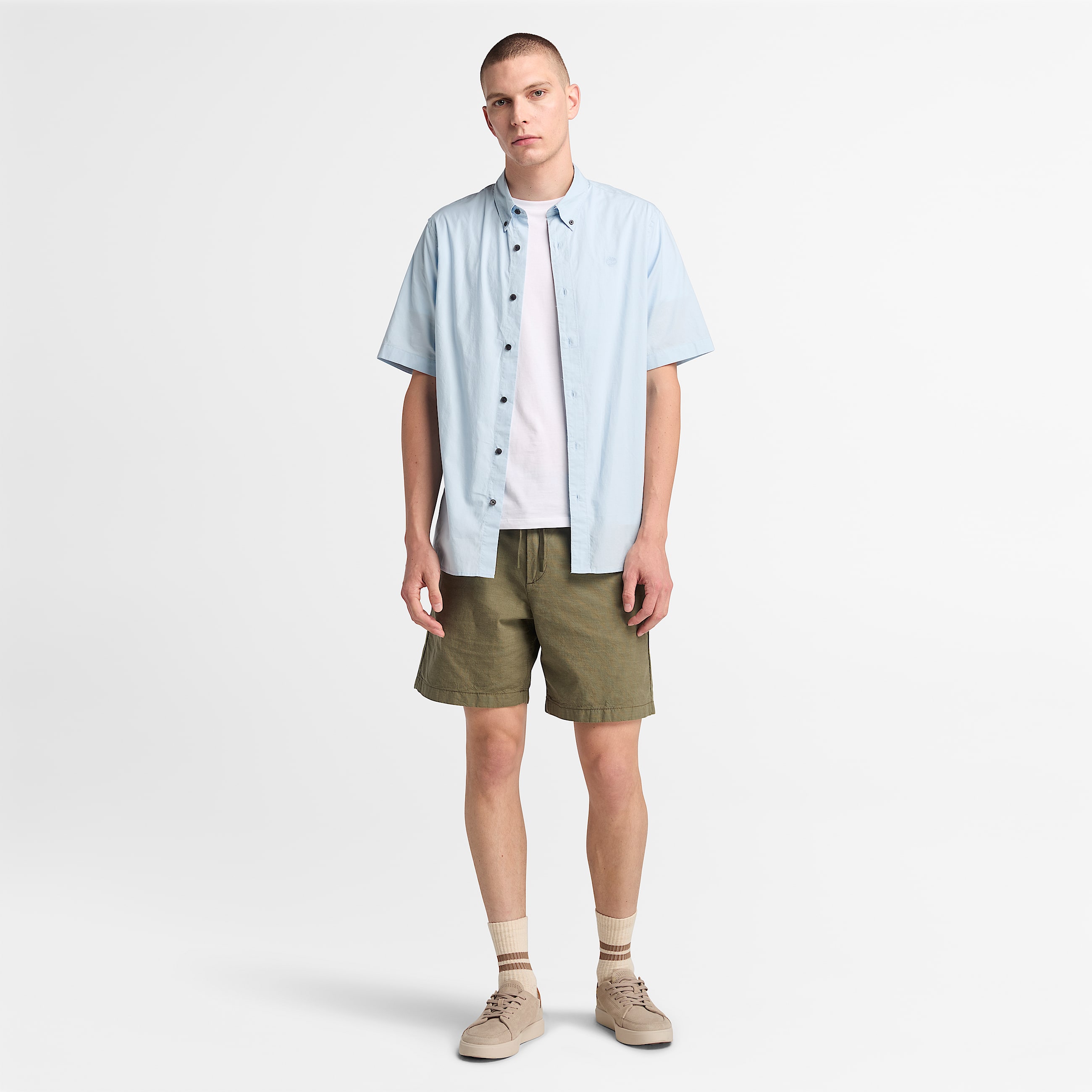 Short Sleeve Stretch Poplin Shirt fr herr i Ljusbl TBL Bl ALT1