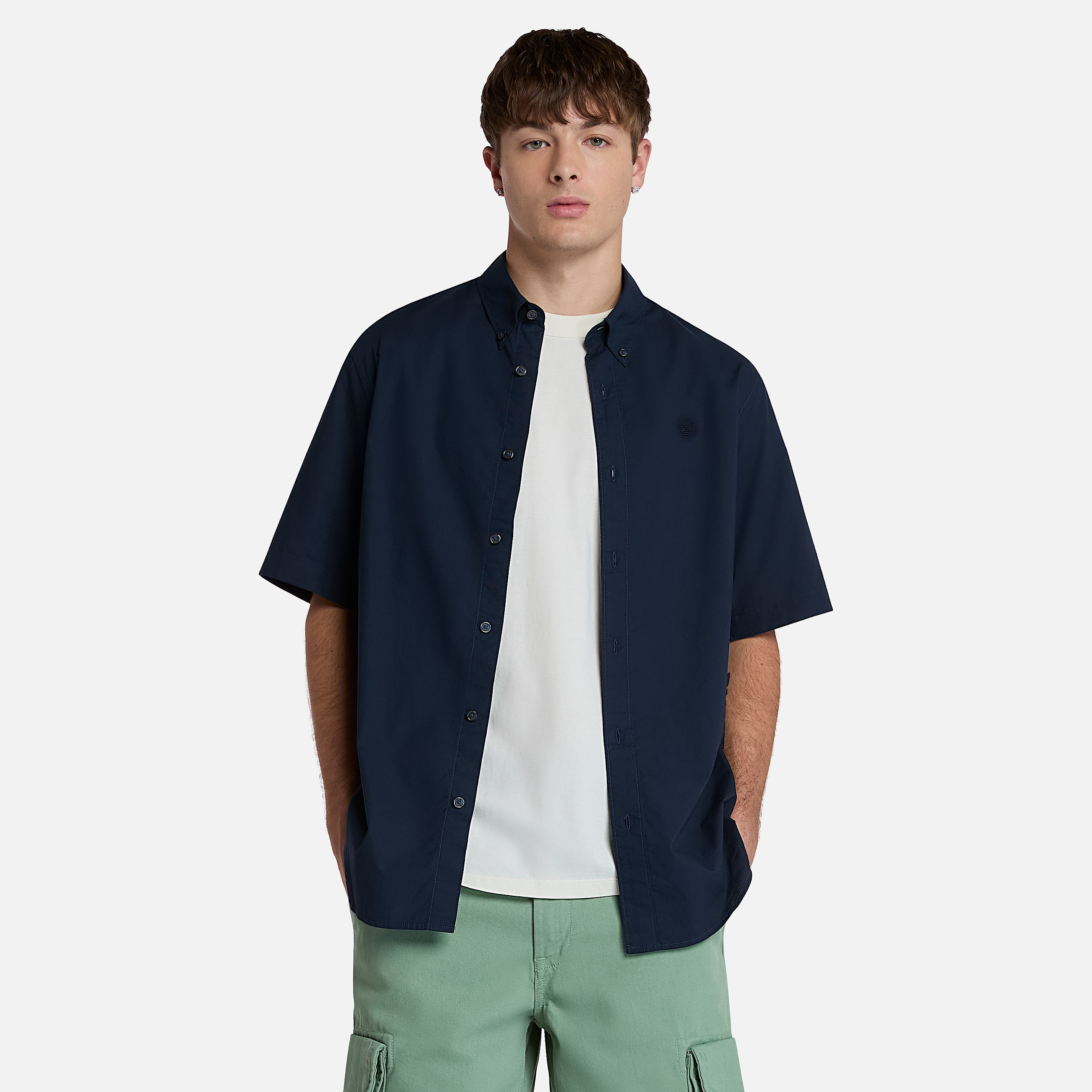 Short Sleeve Stretch Poplin Shirt fr herr i Mrkbl TBL Bl HERO