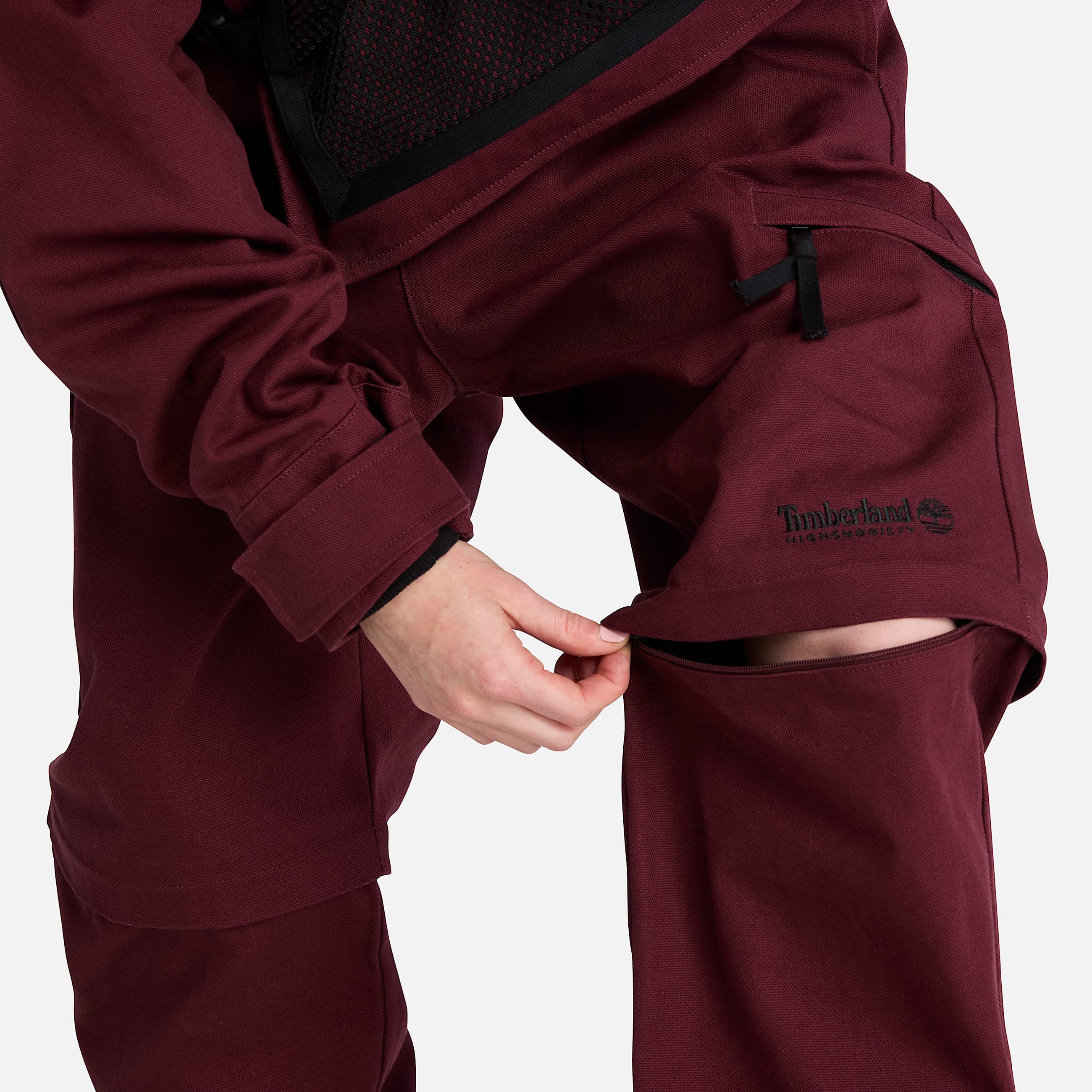 Timberland and HIGHSNOBIETY 2in1 Convertible Canvas Trouser in Burgundy TBL Burgundy ALT3