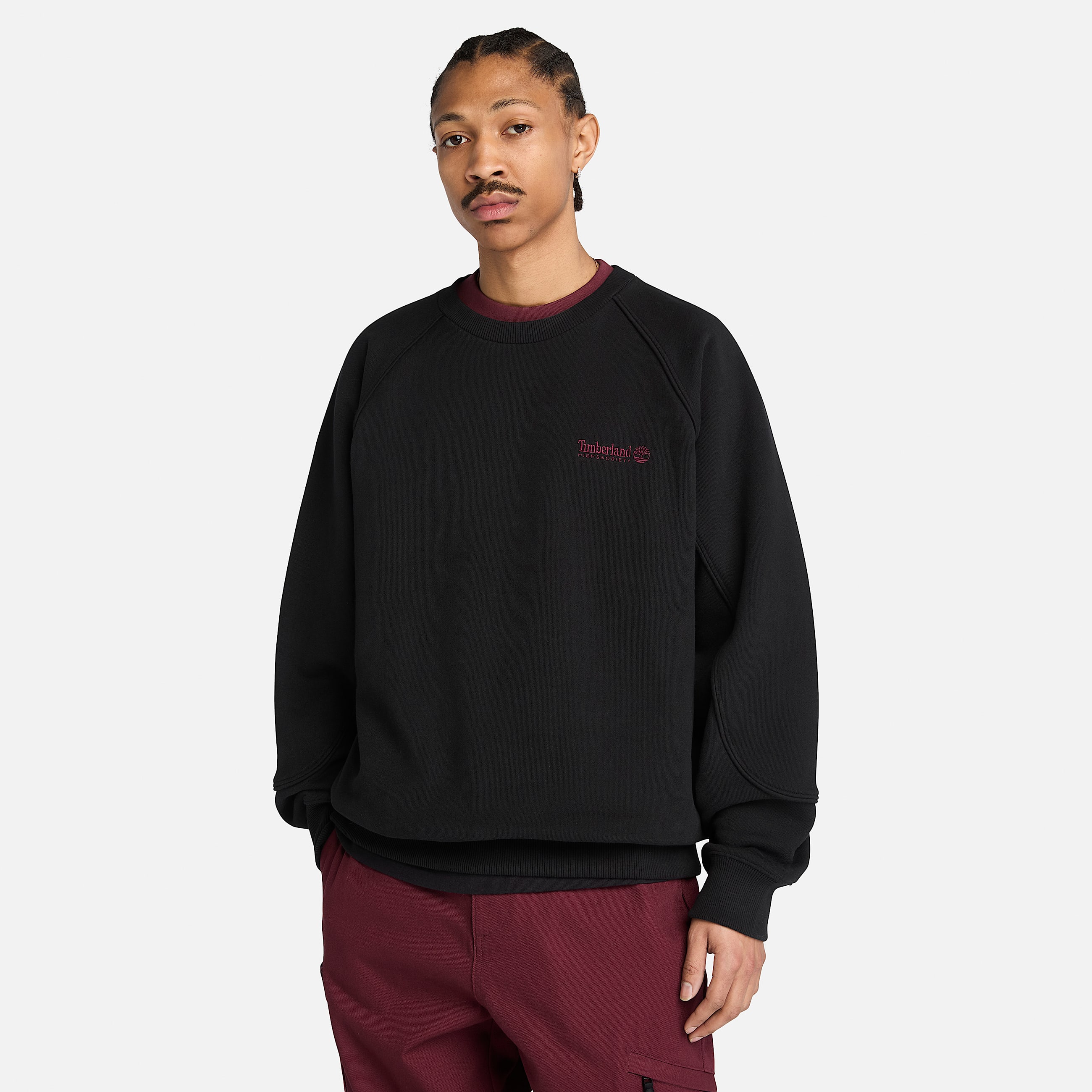 Timberland und HIGHSNOBIETY RaglanSweatshirt mit Rundhalsausschnitt in Schwarz TBL Schwarz ALT2
