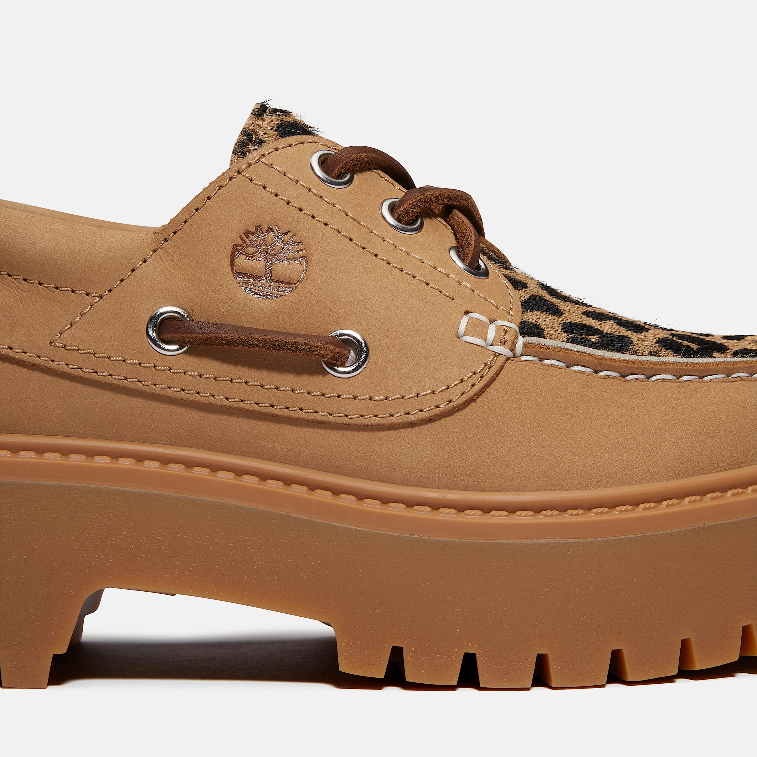 Leopard Platform Stone Street Boat Shoe for Women in Beige TBL Beige ALT7