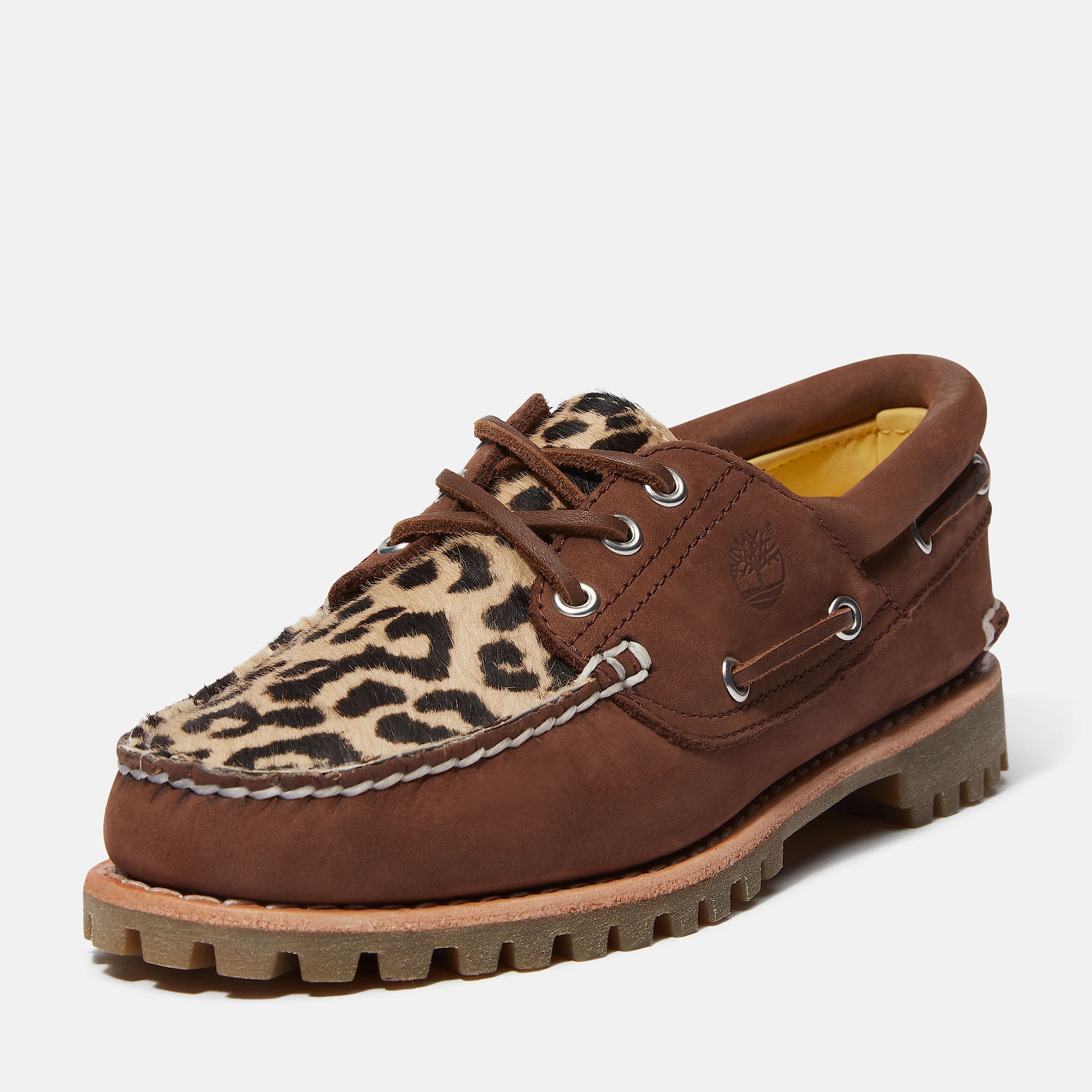 Leopard 3Eye Lug Boat Shoe for Women in Brown TBL Brown ALT9
