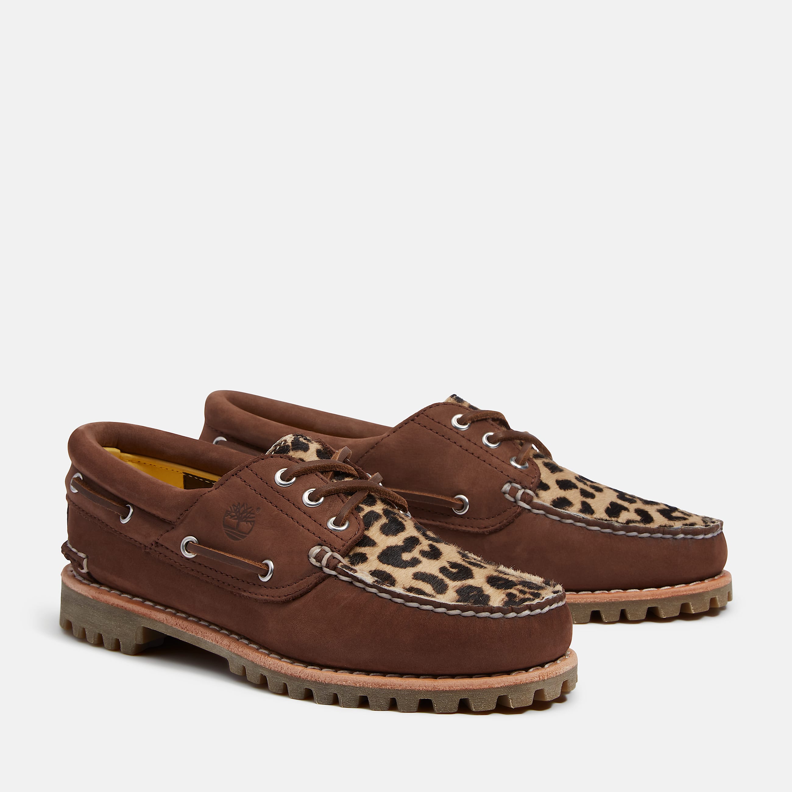Leopard 3Eye Lug Boat Shoe for Women in Brown TBL Brown ALT4
