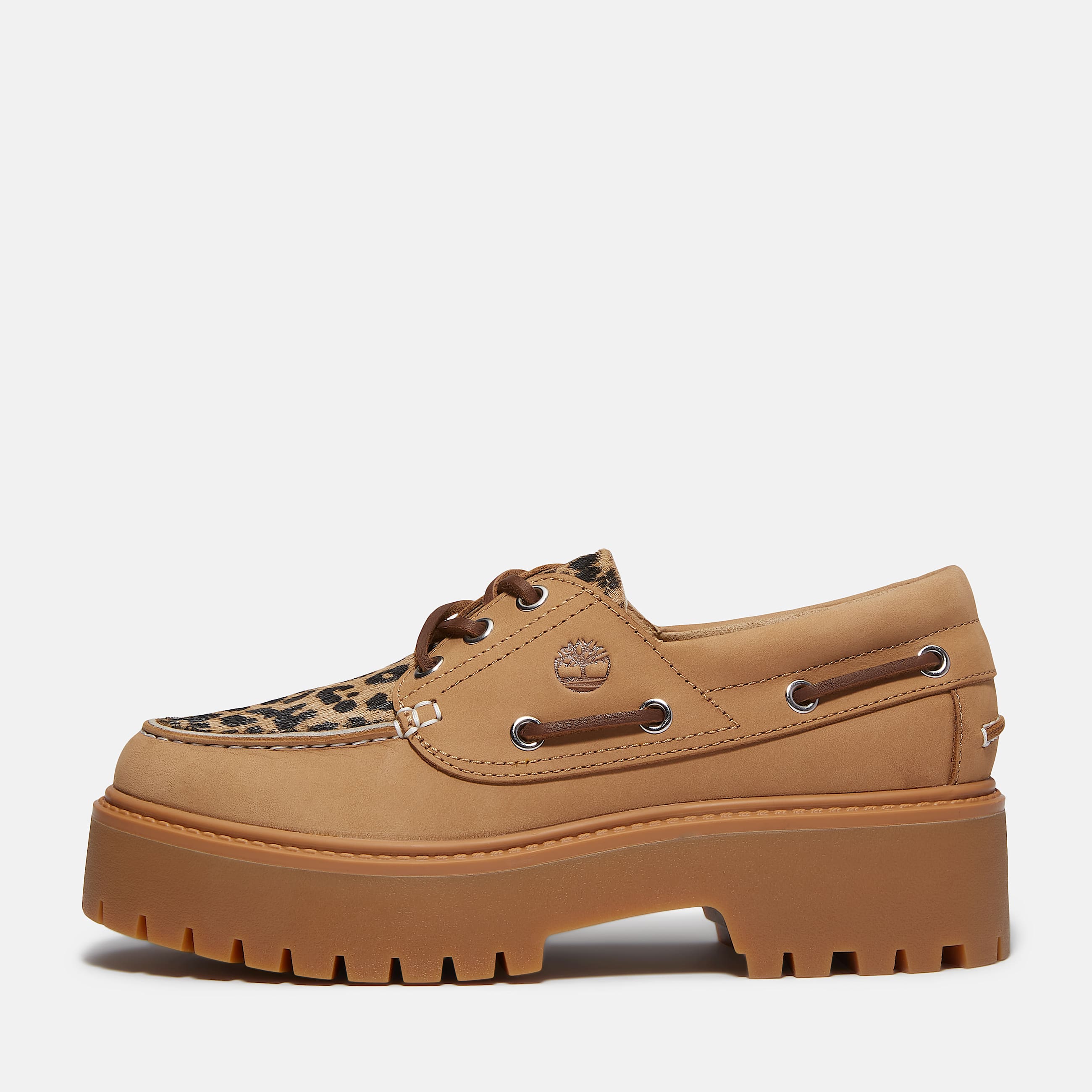 Leopard Platform Stone Street Boat Shoe for Women in Beige TBL Beige ALT8