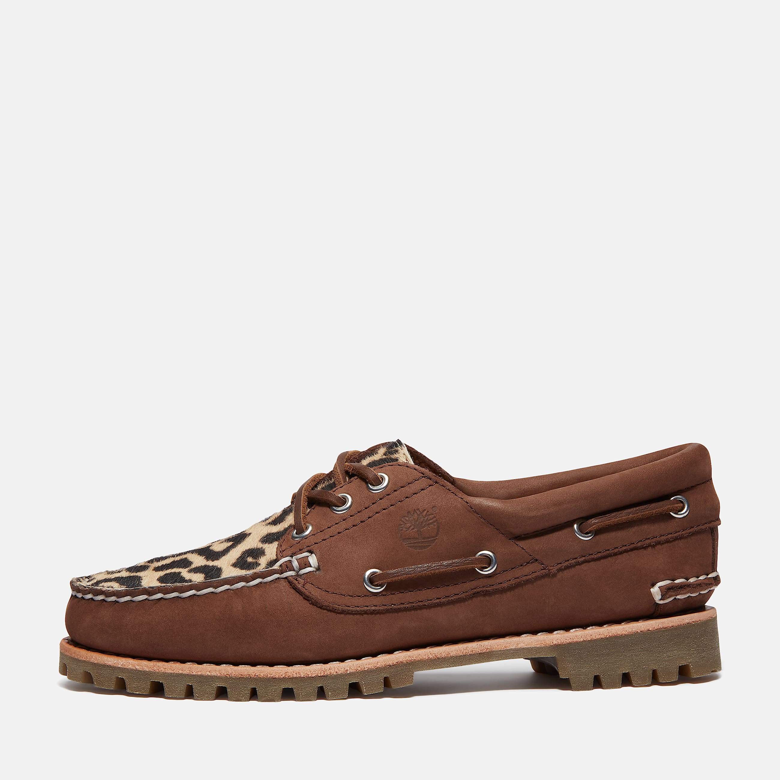 Leopard 3Eye Lug Boat Shoe for Women in Brown TBL Brown ALT8