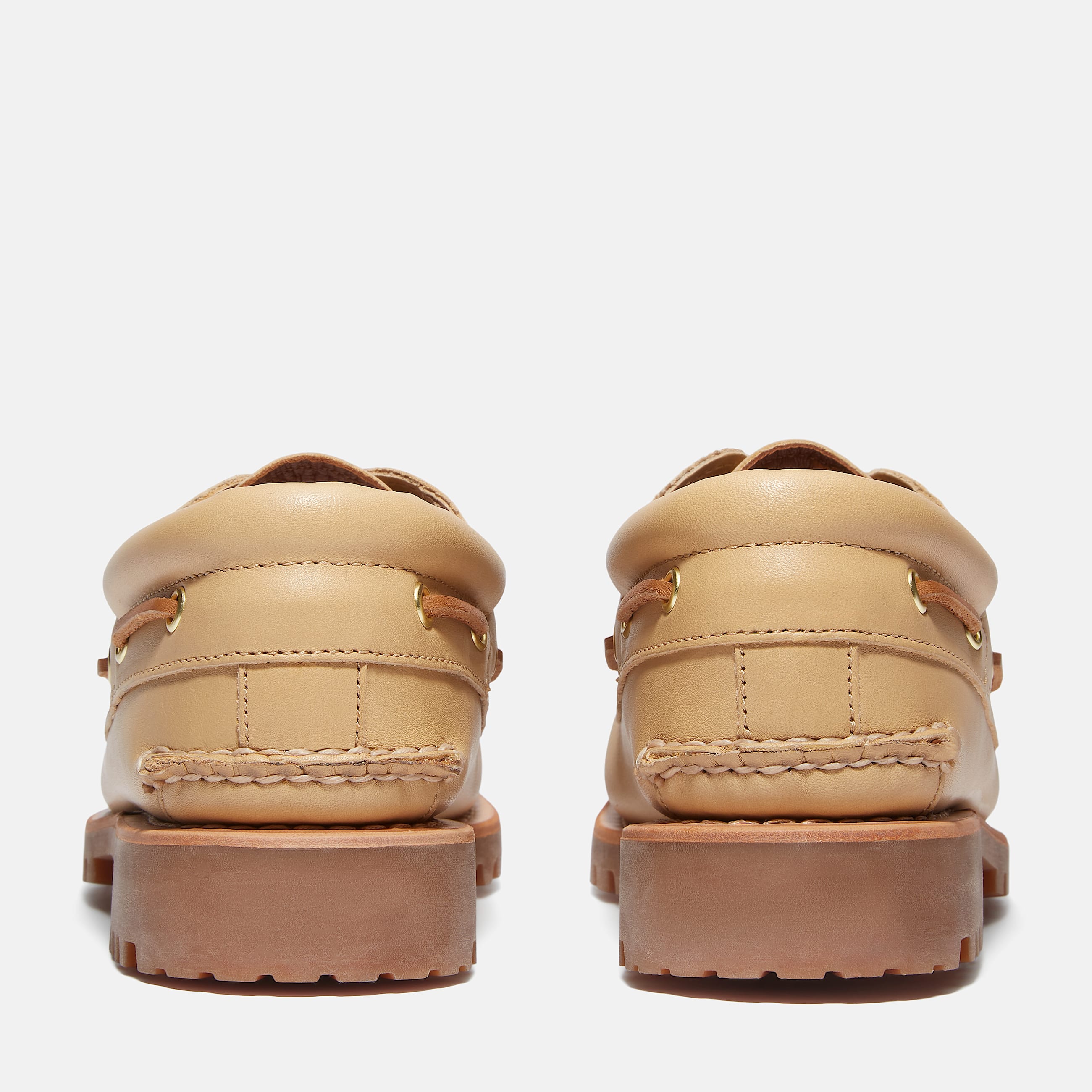 Chaussure bateau Founder cousue main  3 illets et semelle crante pour homme en beige TBL beige ALT5