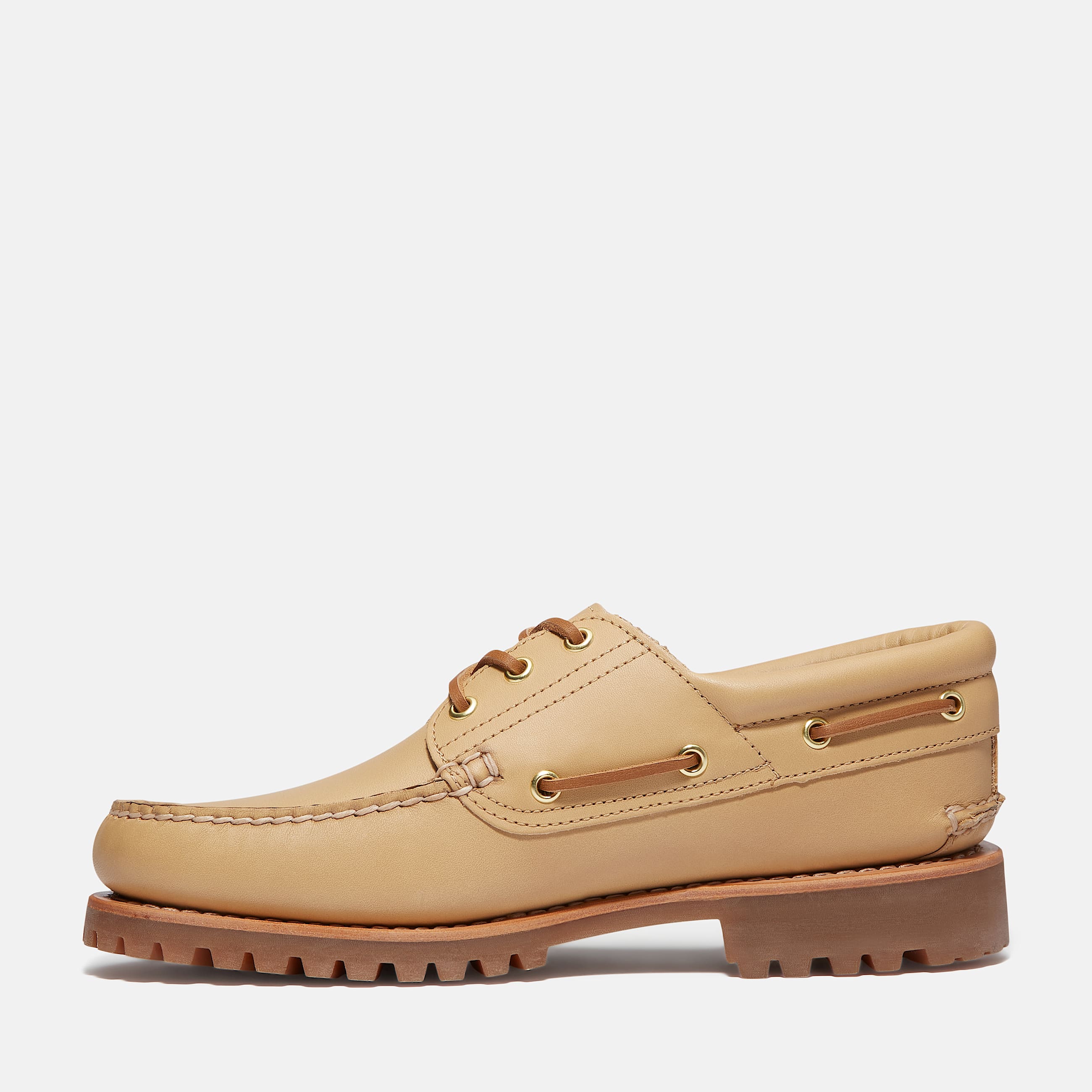 Chaussure bateau Founder cousue main  3 illets et semelle crante pour homme en beige TBL beige ALT6