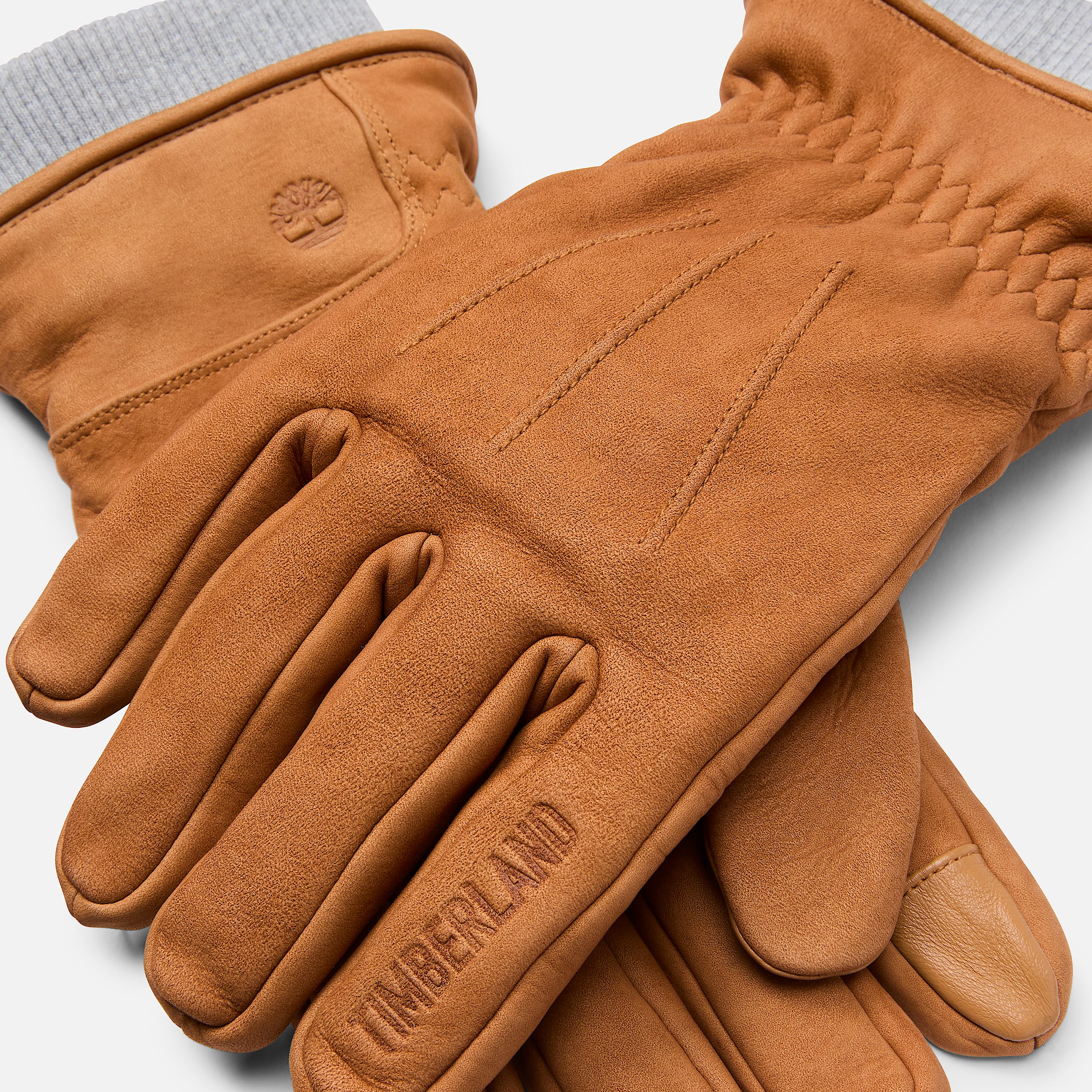 Leather Glove with Rib Knit in Yellow TBL Yellow ALT1