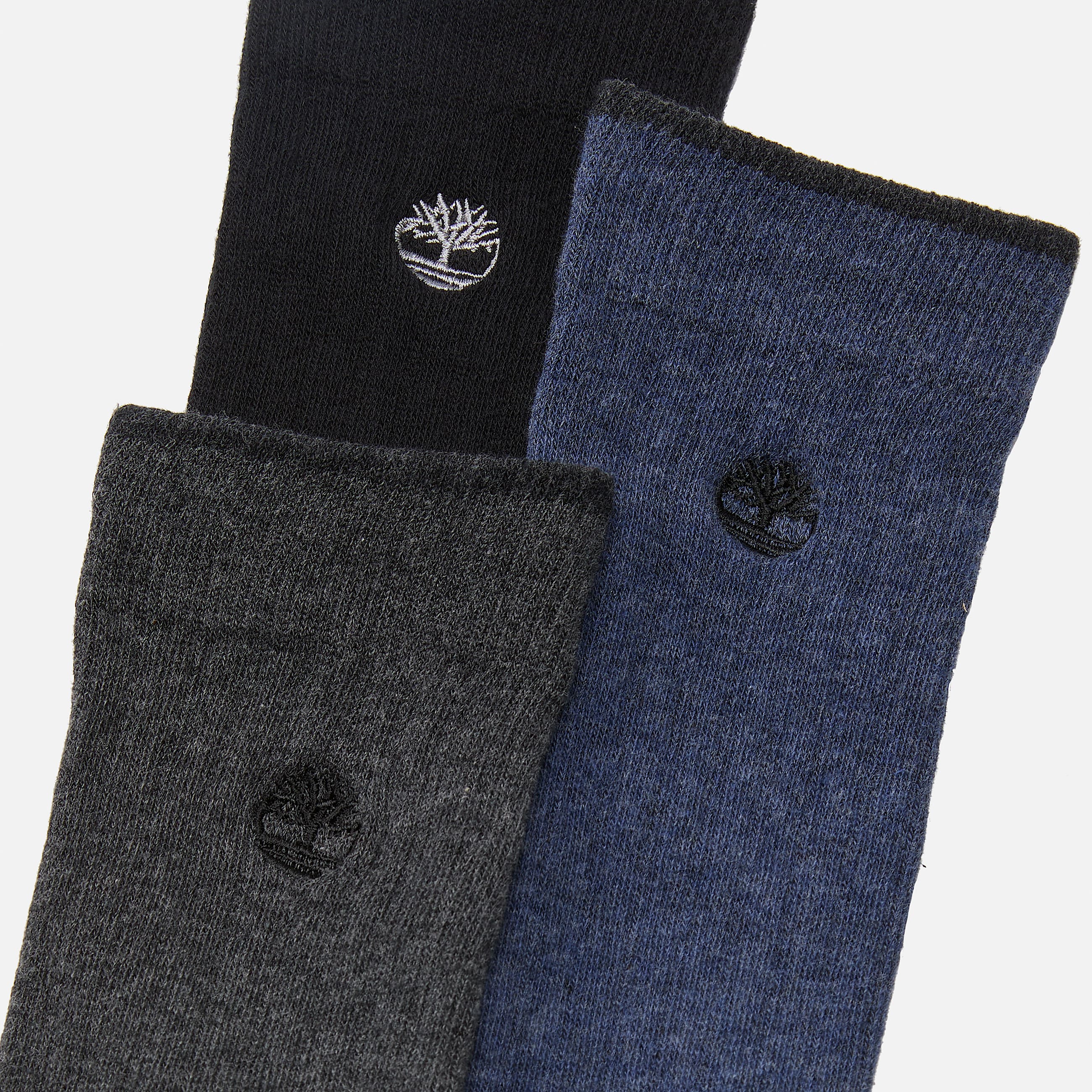 Timberland 3Pack Danforth OvertheCalf Sock for Men in Black TBL Black ALT1