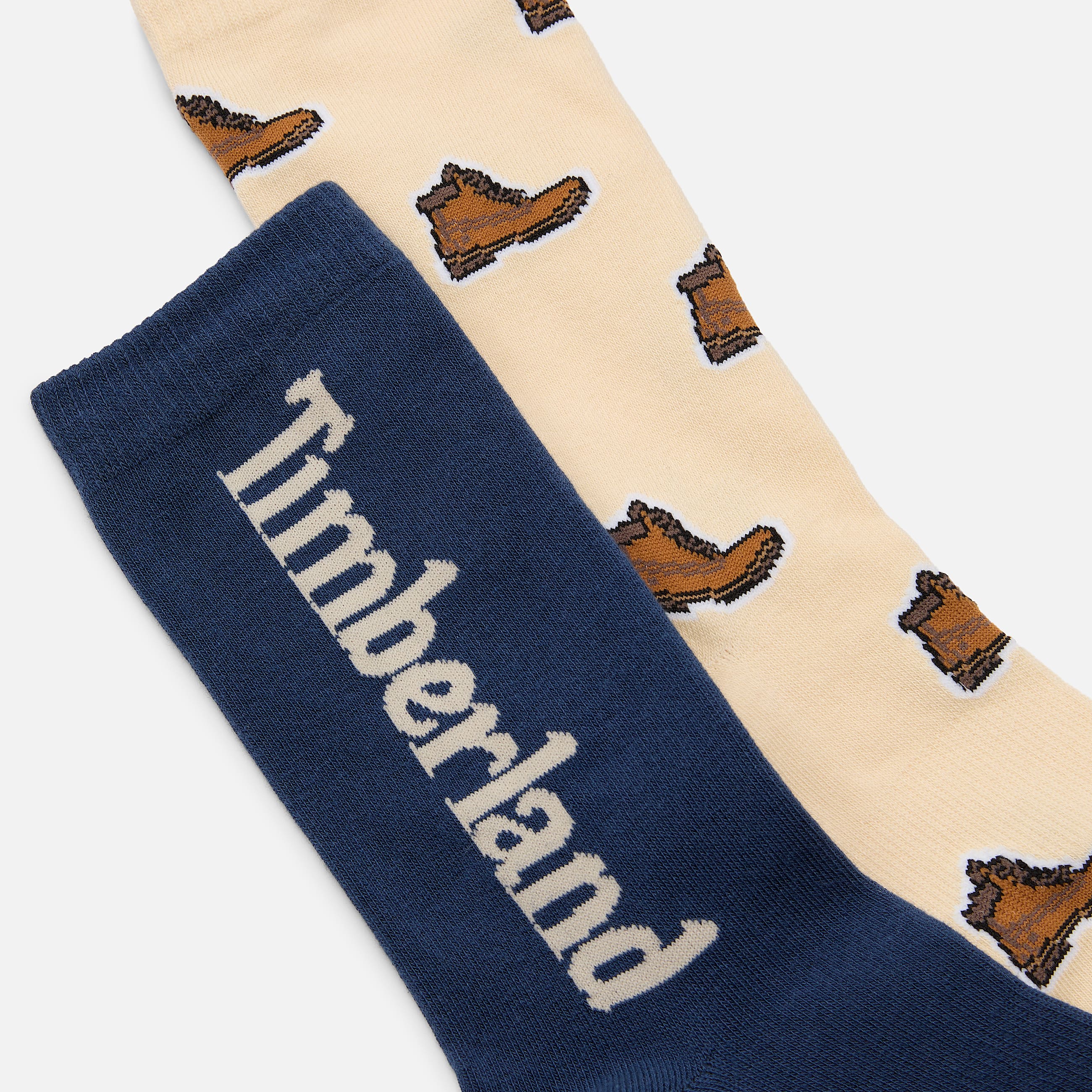 Timberland 2Pack AllOver Boot Print Crew Sock in Beige TBL Beige ALT1