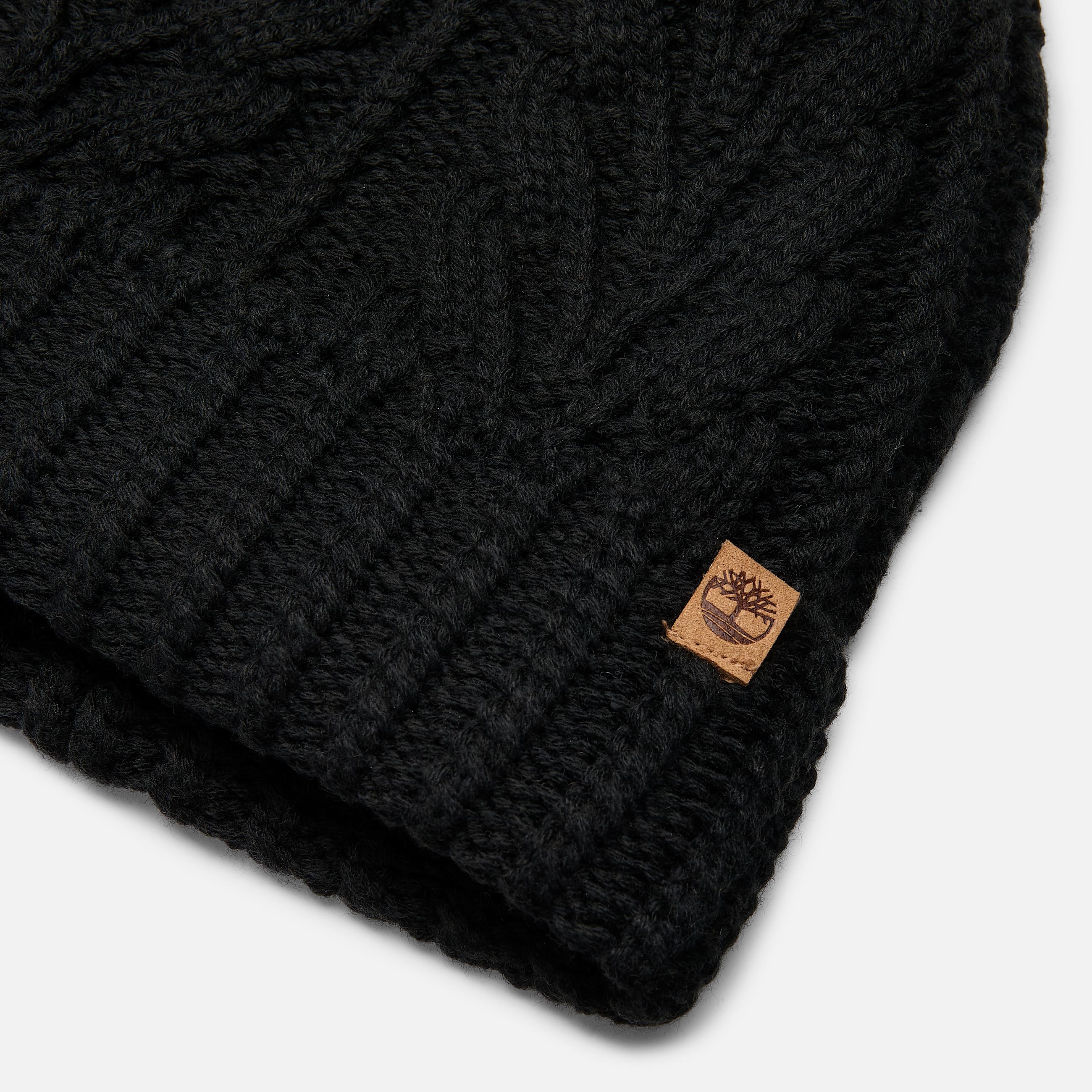 Cable Beanie with Pom in Black TBL Black ALT1