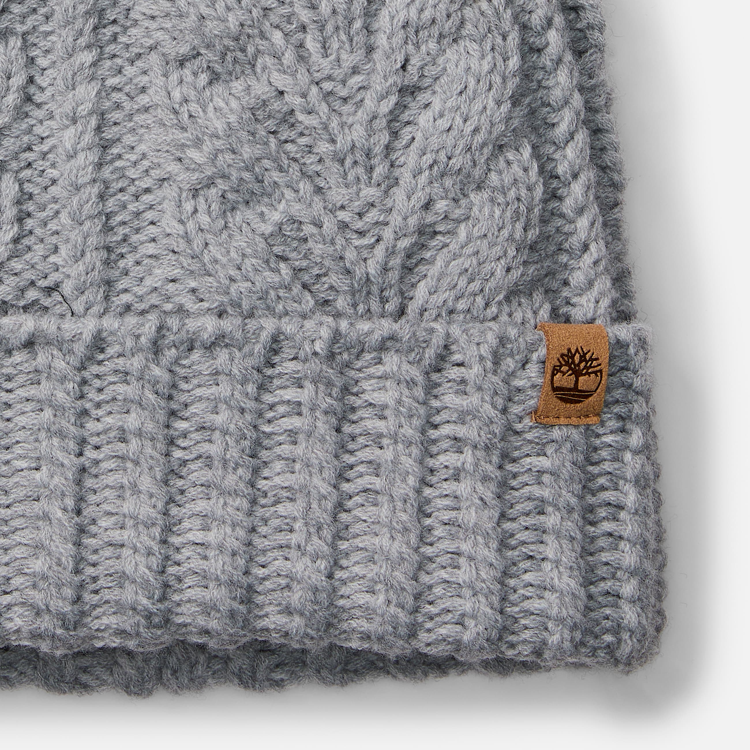 Cable Beanie with Pom in Dark Grey TBL Grey ALT2
